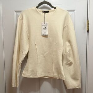 Zara Cream Women's Crew Neck Sweater